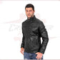 Attila - Men's Biker Jacket in Genuine Black Leather CROSSOVER RACEWEARS