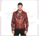 Men's jacket in Genuine Bordeaux Leather CROSSOVER RACEWEARS
