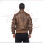 Boston - Men's Down Jacket in Genuine Brown Leather CROSSOVER RACEWEARS