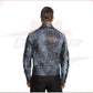 Vasco - Men's Studded Jacket in Genuine Blue Leather CROSSOVER RACEWEARS