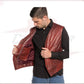 New Men's Vest in Genuine Bordeaux Leather CROSSOVER RACEWEARS