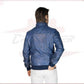 Victor - Men's Bomber in Genuine Blue Leather CROSSOVER RACEWEARS