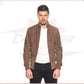 Victor - Men's Bomber Jacket in Genuine Dark Brown Suede Leather CROSSOVER RACEWEARS