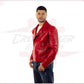 V248 - Men's Perfecto in Genuine Red Leather CROSSOVER RACEWEARS