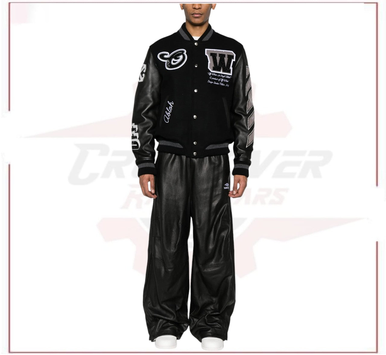 Off-White crystal-embellished varsity jacket