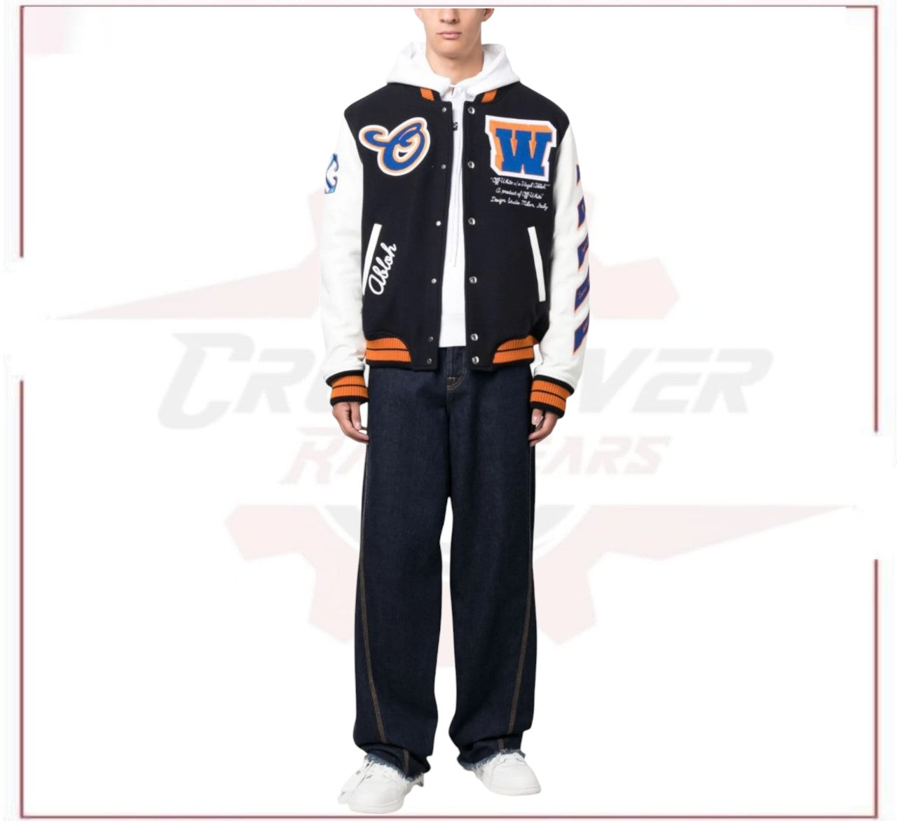 Off-White varsity patch bomber jacket