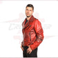 Vasco - Men's Studded Jacket in Genuine Bordeaux Leather CROSSOVER RACEWEARS