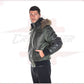 Boston - Men's Down Jacket in Genuine Green Leather CROSSOVER RACEWEARS