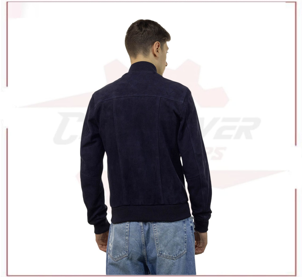 David - Men's Bomber Jacket in Genuine Blue Suede Leather CROSSOVER RACEWEARS