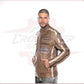 Biker Man's Jacket in genuine Brown Leather of Lamb CROSSOVER RACEWEARS