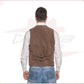 Men's Vest in Genuine Cocoa Suede Leather CROSSOVER RACEWEARS