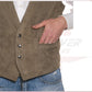 Men's Vest in Genuine Taupe Suede Leather CROSSOVER RACEWEARS