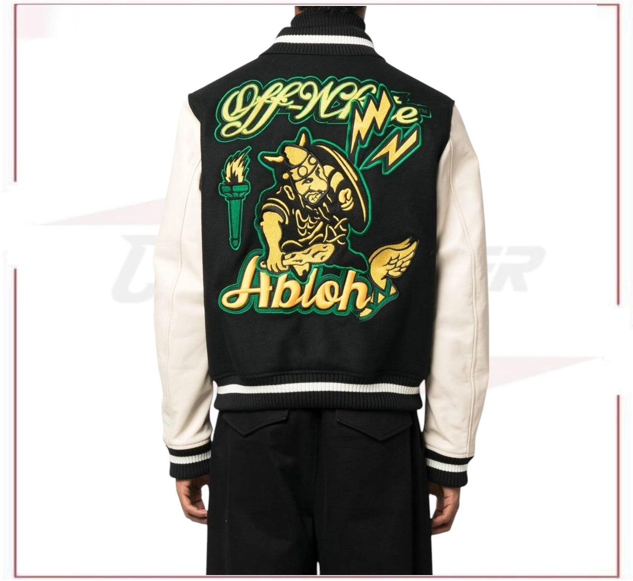 Off-White logo-patch varsity jacket