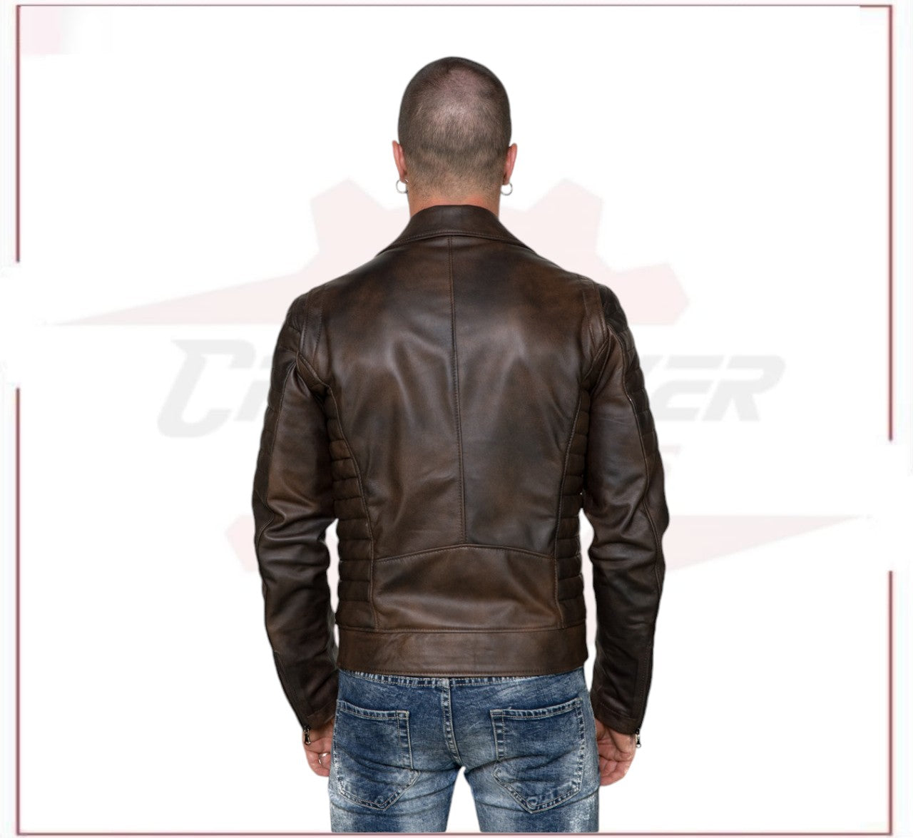V248 - Men's Perfecto in Genuine Dark Brown Leather CROSSOVER RACEWEARS