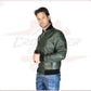 David - Men's Bomber Jacket in Green Genuine Leather CROSSOVER RACEWEARS