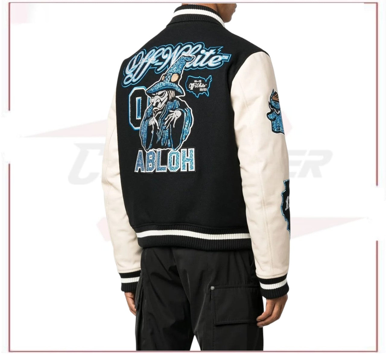 Off-White logo-patch varsity jacket