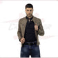 Men's Genuine Mud Colored Leather Jacket CROSSOVER RACEWEARS