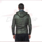 Berlino - Men's Down Jacket in Genuine Green Leather CROSSOVER RACEWEARS