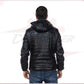 Rio - Men's Down Jacket in Genuine Black Leather CROSSOVER RACEWEARS