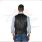 New Men's Vest in Genuine Black Leather CROSSOVER RACEWEARS