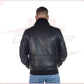 Men's Bomber Jacket in Genuine Black Leather with Real Black Shearling Collar CROSSOVER RACEWEARS