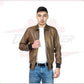 Men's Bomber Jacket in Genuine Brown Leather CROSSOVER RACEWEARS