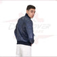 David - Men's Bomber Jacket Blue Genuine Leather Man CROSSOVER RACEWEARS