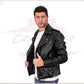 Men's jacket in Genuine Black Leather and Silver Zippers CROSSOVER RACEWEARS
