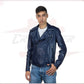 Men's jacket in Genuine Blue Leather CROSSOVER RACEWEARS