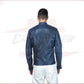 New Biker Man's Blue genuine leather CROSSOVER RACEWEARS