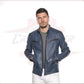 Men’s Blue jacket in genuine leather CROSSOVER RACEWEARS