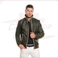 Bomber KiWey - Men’s Bomber Green genuine leather CROSSOVER RACEWEARS