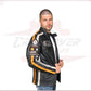Biker Man's Jacket in genuine Black Leather CROSSOVER RACEWEARS