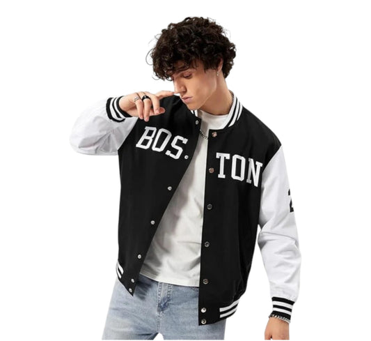 BLACK BOSTON VARSITY JACKETS