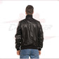 Men's Bomber in Genuine Black Leather CROSSOVER RACEWEARS
