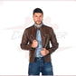 Men's Biker Jacket in Genuine Dark Brown Oil Vintage Leather CROSSOVER RACEWEARS