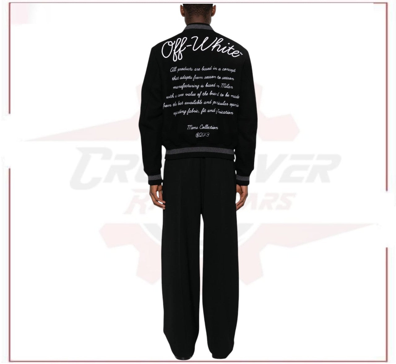 New Season  Off-White logo-appliqué varsity bomber jacket