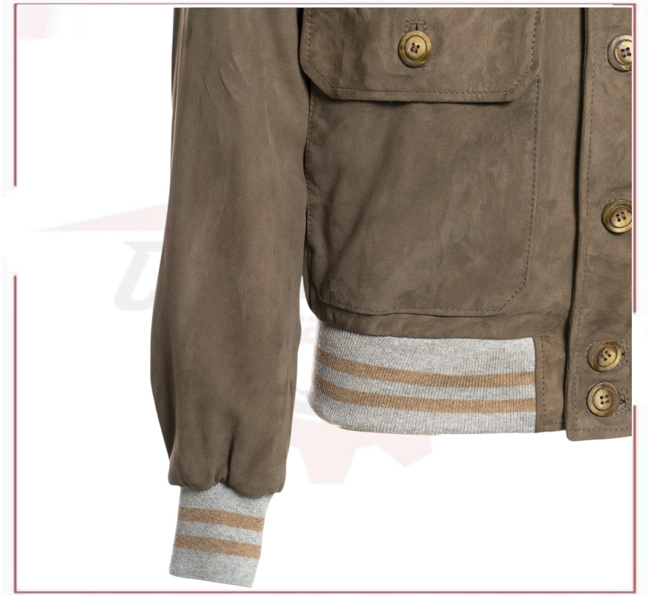 Polo - Men's Bomber Jacket in Genuine Mud Colored Suede Leather SE CROSSOVER RACEWEARS
