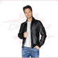 Men's Bomber Jacket in Genuine Black Leather CROSSOVER RACEWEARS