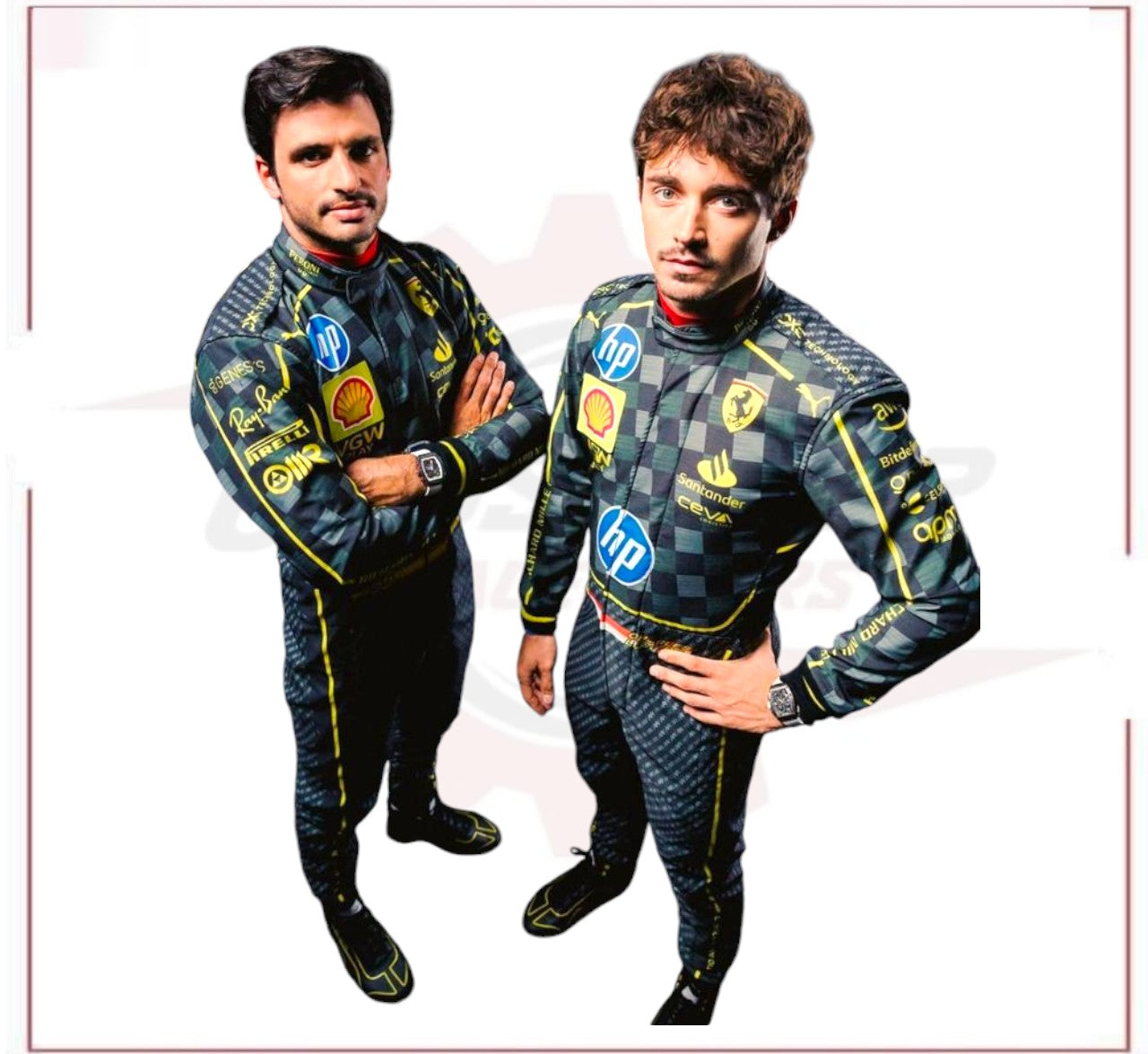New 2024 Carlos Sainz HP Italy GP Scuderia Ferrari F1 Team Racing Suit - CROSSOVER RACEWEARS 