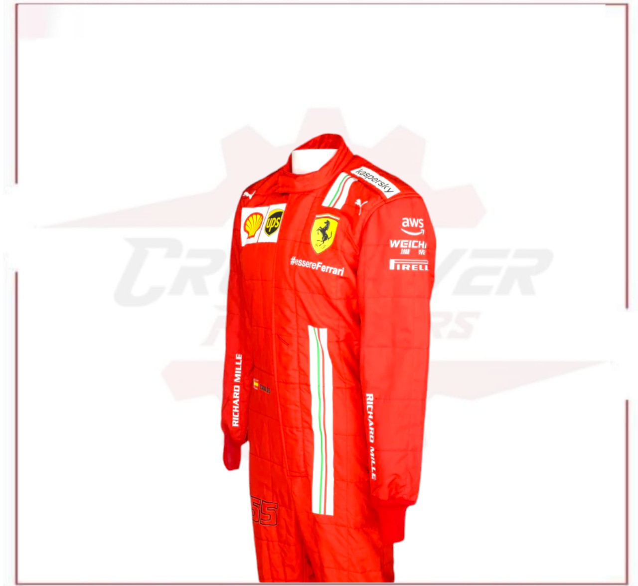 2021 Carlos Sainz Scuderia Ferrari F1 Racing Suit - CROSSOVER RACEWEARS 