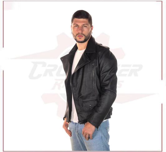 Perfect - Men's Perfecto in Genuine Black Leather CROSSOVER RACEWEARS