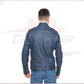 New Biker Man's Jacket in genuine Blue Leather CROSSOVER RACEWEARS