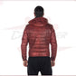 Berlino - Men's Down Jacket in Genuine Bordeaux Leather CROSSOVER RACEWEARS