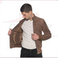 Victor - Men's Bomber Jacket in Genuine Dark Brown Suede Leather CROSSOVER RACEWEARS