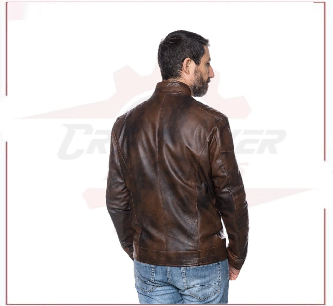 Attila - Biker Mens Genuine Brown Leather CROSSOVER RACEWEARS