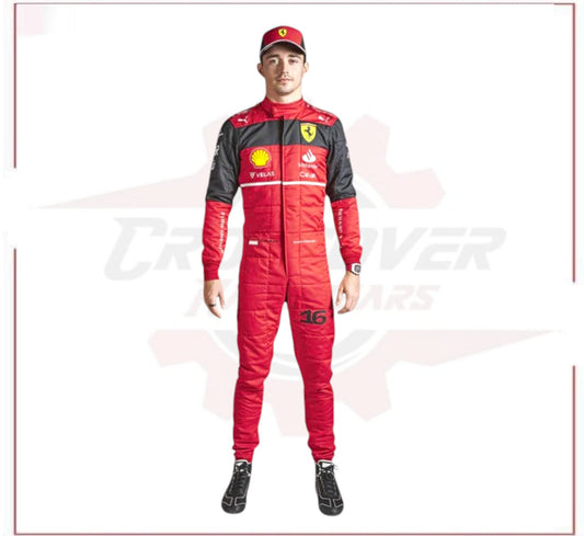 New Charles Leclerc 2022 F1 Ferrari Team Race Suit CROSSOVER RACEWEARS