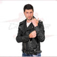 Men's jacket in Genuine Black Leather and Silver Zippers CROSSOVER RACEWEARS