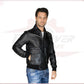 Men's Bomber Jacket in Genuine Black Leather CROSSOVER RACEWEARS