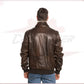 Men's Bomber Jacket in Genuine Dark Brown Leather CROSSOVER RACEWEARS
